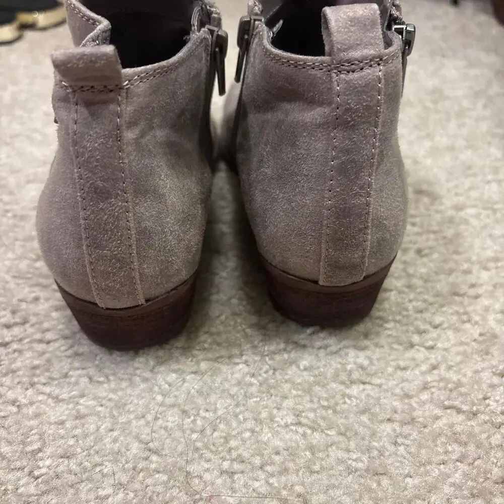 Gray suede ankle boots with